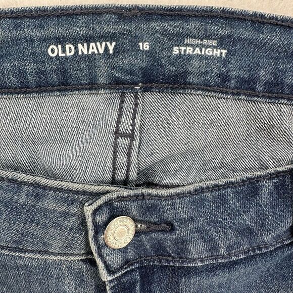Old Navy Sz 16 High Rise Straight Leg Boyfriend Blue Jeans Stretch Curvy Casual - Picture 6 of 9